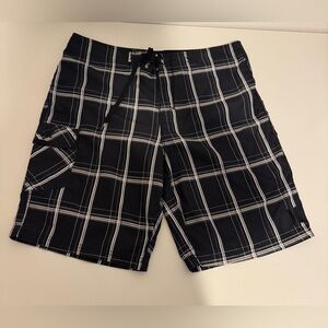 Hurley Black Plaid Men's Swim Shorts Size 38